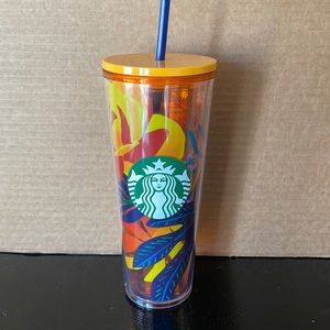 Starbucks 24 Oz. Tumbler Coffee Tropical Screw on Lid with Straw